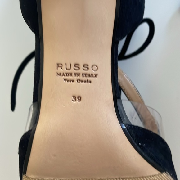 FRANCESCO RUSSO Black Suede Plexi Pumps. IT 39. - Picture 8 of 10